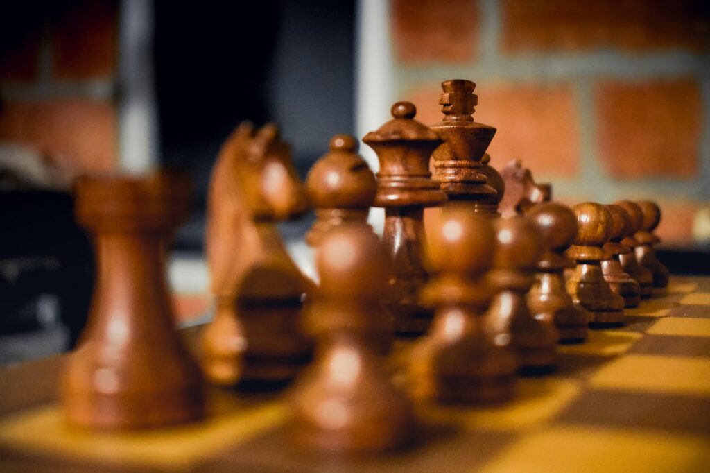 Brown Wooden Chess Piece Set